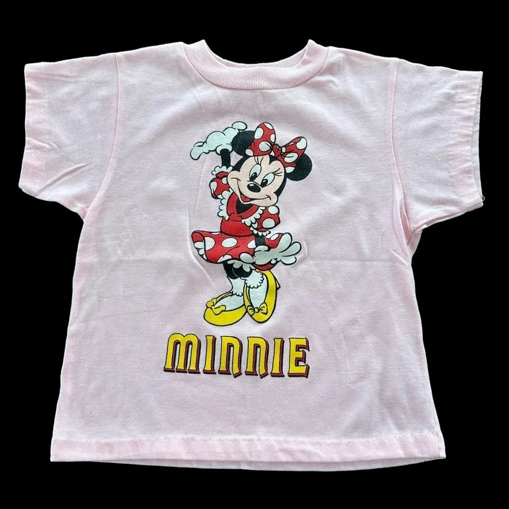 Vintage Disney Wear Girls size 6 Pink Minnie Mouse Single Stitch T Shirt USA